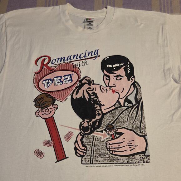 Vintage 90s Pez T Shirt Romancing With Fruit Of The Loom